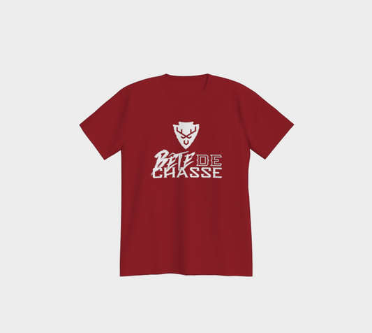 T-shirt - Bête de Chasse - Rouge Canva - logo blanc