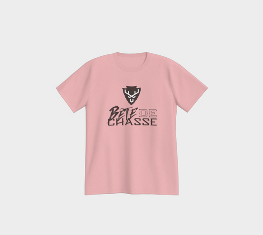 Tshirt - Bête de Chasse - Rose - logo noir